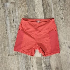 NWOT GRRRL Red Spandex Gym Shorts with Pockets - Medium/Large (Amanda/Heather)